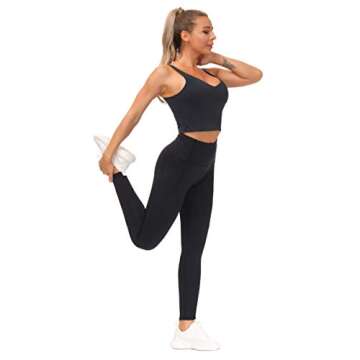 THE GYM PEOPLE Tummy Control Workout Leggings with Pockets High Waist Athletic Yoga Pants for Women Running, Fitness (Black-1, Small)