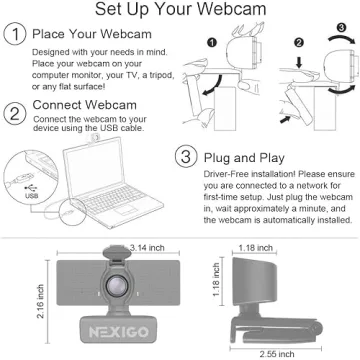 NexiGo N60 1080P Webcam with Microphone and Zoom Feature