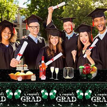 ibohr 3 Pack Graduation Tablecloths, Large Size Waterproof Plastic Rectangle Disposable Tablecover for Graduation Party Decorations 2023, Graduation Party Supplies, 54"x108" (Green)