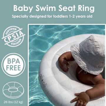 Ali+Oli Summer Collection, Swim Seat for Baby, Modern Pool Float for Infants Ages 1-2 Years, 28”x8...