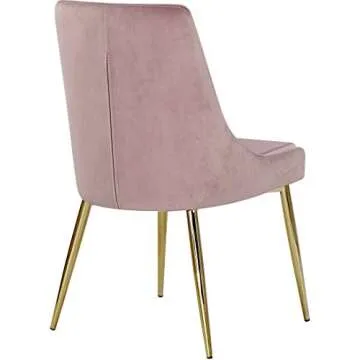Meridian Furniture Karina Collection Modern | Contemporary Velvet Upholstered Dining Chair with Sturdy Metal Legs, Set of 2, 19.5" W x 21.5" D x 33.5" H, Pink