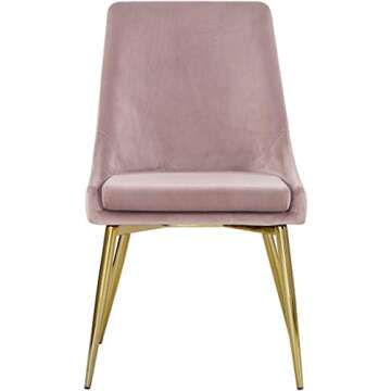 Meridian Furniture Karina Collection Modern | Contemporary Velvet Upholstered Dining Chair with Sturdy Metal Legs, Set of 2, 19.5" W x 21.5" D x 33.5" H, Pink
