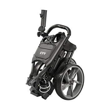 KVV 3 Wheel Foldable/Collapsible Golf Push Cart - Compact, Lightweight, and Durable