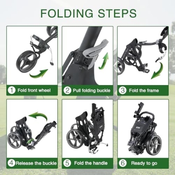 KVV 3 Wheel Golf Push Cart Lightweight and Collapsible