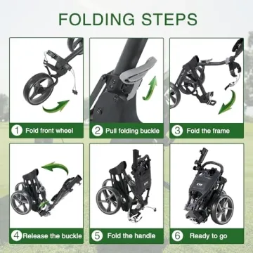 KVV 3 Wheel Golf Push Cart Lightweight and Collapsible