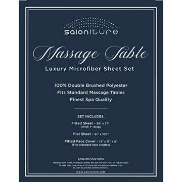 Saloniture 3-Piece Microfiber Massage Table Sheet Set - Premium Facial Bed Cover - Includes Flat and Fitted Sheets with Face Cradle Cover - Gray