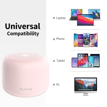 Bobtot Pink Portable Bluetooth Speaker Waterproof 20H Playtime