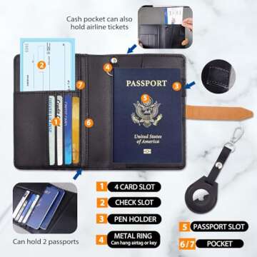 Deziliao Passport Wallet - RFID AirTag Travel Holder