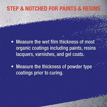 TCP Global Wet Film Thickness Gauge Comb, 1-80 Mil Scale, Step and notched for Paints Resins