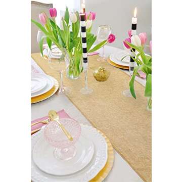 LuoluoHouse 2 Pack Burlap Table Runners 13x84 Inch Rustic Wedding Table Runner Jute Table Fabric Spring Outdoor Table Linens for Rustic Wedding Banquet Party Table Decorations
