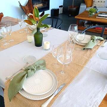LuoluoHouse 2 Pack Burlap Table Runners 13x84 Inch Rustic Wedding Table Runner Jute Table Fabric Spring Outdoor Table Linens for Rustic Wedding Banquet Party Table Decorations