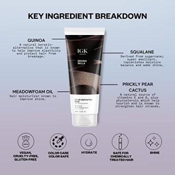 IGK Color Depositing Mask Cocoa Brown Bella for Healthy Hair