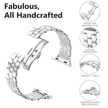 Elegant TISIMO Stainless Steel Apple Watch Band for Women