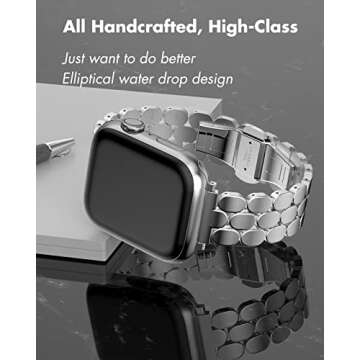 TISIMO Compatible with Apple Watch Band 45mm 44mm 42mm 41mm 40mm 38mm Women,Stainless Steel Metal iWatch Band for iWatch Series 9/SE/SE2/8/7/6/5/4/3/2/1,42mm 44mm 45mm Sliver