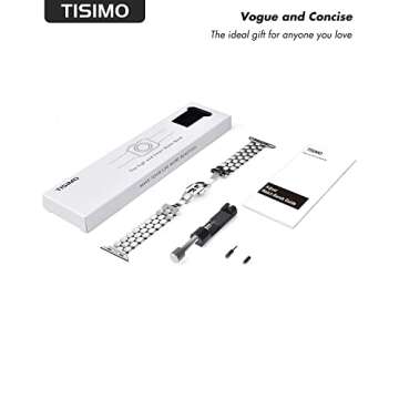 TISIMO Compatible with Apple Watch Band 45mm 44mm 42mm 41mm 40mm 38mm Women,Stainless Steel Metal iWatch Band for iWatch Series 9/SE/SE2/8/7/6/5/4/3/2/1,42mm 44mm 45mm Sliver
