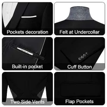 Stylish MAGE MALE Men's 3 Piece Slim Fit Suit Set