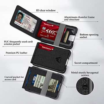 MURADIN Mens Wallet Tactical Bifold Wallets for Men Metal RFID Blocking Aluminum Money Cards Holder ...