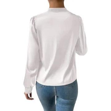 Vrtige Women's Satin Draped Wrap Blouse in White