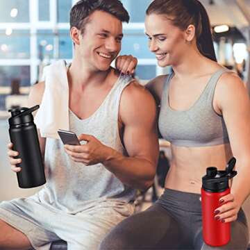 18 Pack 20 oz Reusable Aluminum Water Bottles Bulk Metal Sports Water Bottles Multipack for Gym Hiking Cycling Sports Outdoor