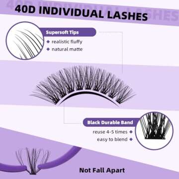 Lash Clusters with Bottom Lashes 10-18mm 40D D Curl Lash Clusters Individual Lashes Cluster Eyelash Clusters Wispy with 2 Styles Bottom Lash Extension DIY Lash Extensions at Home (40D-D-MIX10-18)