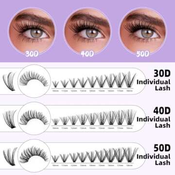Lash Clusters with Bottom Lashes 10-18mm 40D D Curl Lash Clusters Individual Lashes Cluster Eyelash Clusters Wispy with 2 Styles Bottom Lash Extension DIY Lash Extensions at Home (40D-D-MIX10-18)
