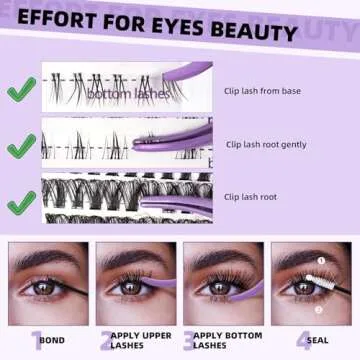 Lash Clusters with Bottom Lashes 10-18mm 40D D Curl Lash Clusters Individual Lashes Cluster Eyelash Clusters Wispy with 2 Styles Bottom Lash Extension DIY Lash Extensions at Home (40D-D-MIX10-18)