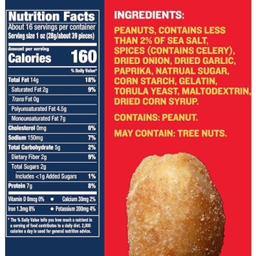 PLANTERS Salted Peanuts - Dry Roasted, Protein Snack, 16oz Jar (Pack of 2)