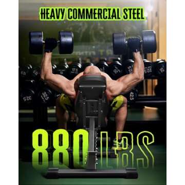 Adjustable Weight Bench for Bench Press, 880LBS Stable Workout Bench with Bench Press Rod/Extended H...