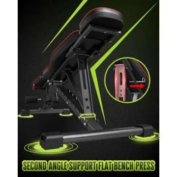 Adjustable Weight Bench for Bench Press, 880LBS Stable Workout Bench with Bench Press Rod/Extended Head, Foldable 90 Degree Weight Benches for Home Gym, Incline/Decline Bench Exercise Bench