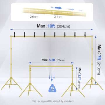 EMART Backdrop Stand 10x7ft(WxH) Photo Studio Adjustable Background Stand Support kit with 2 Crossba...