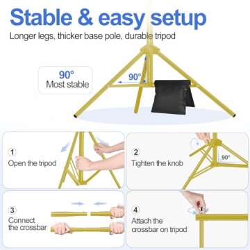 EMART Backdrop Stand 10x7ft(WxH) Photo Studio Adjustable Background Stand Support kit with 2 Crossbars, 8 Clamps, 2 Sandbags and Carry Bag for Parties, Events Decoration, Wedding -Titanium Gold