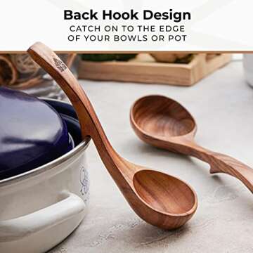 Wooden Ladle Spoon Set - Eco-Friendly Teak Kitchen Utensils