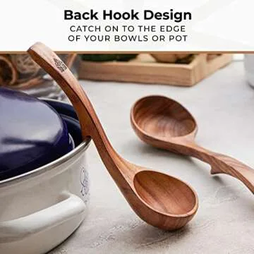 Wooden Ladle Spoon Set - Eco-Friendly Teak Kitchen Utensils