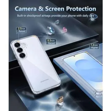 FNTCASE for Samsung Galaxy S25-Plus Case: Military Grade Drop Protection Anti Yellowing Cell Phone Cover - Rugged Shockproof Protective Bumper Transparent Cases(Clear)