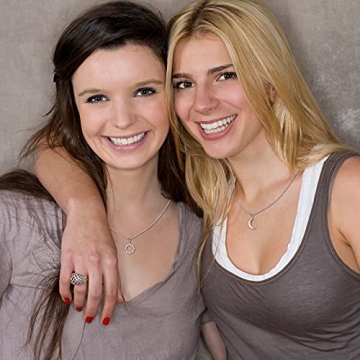 Sisters Necklace for 2, Sun and Moon Matching Necklaces Birthday Christmas Gifts for Girls Women BFF (Silver)