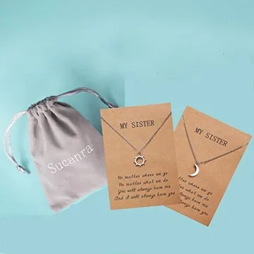 Sisters Necklace for 2, Sun and Moon Matching Necklaces Birthday Christmas Gifts for Girls Women BFF (Silver)