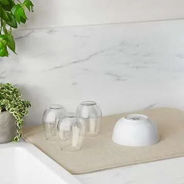 Amazon Basics Dish Drying Mat - 16" x 18" - Linen, 2-Pack