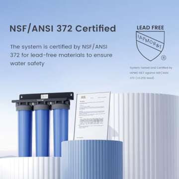 Waterdrop 3-Stage Whole House Water Filter System,with Carbon Filter&Sediment Filter,7-Stage Filtration Highly Reduce Lead,Chlorine,Odor and Taste,5 Micron WHF3T-PG,1" Inlet/Outlet