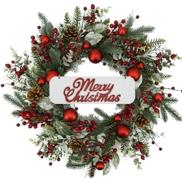 AMF0RESJ 20 Inch Custom Christmas Wreath for Decor