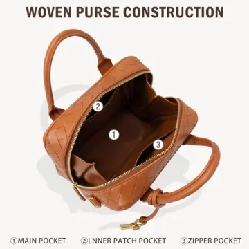 GASSDA Woven Bag for Women, Cute Tote Bag Crossbody Bag PU Leather Handmade Shoulder Handbags Woven Purses for Women (Brown)