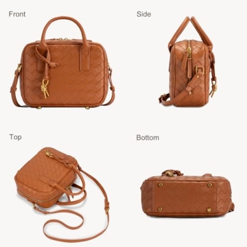 GASSDA Woven Bag for Women, Cute Tote Bag Crossbody Bag PU Leather Handmade Shoulder Handbags Woven Purses for Women (Brown)