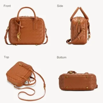 GASSDA Woven Bag for Women, Cute Tote Bag Crossbody Bag PU Leather Handmade Shoulder Handbags Woven Purses for Women (Brown)