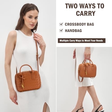 GASSDA Woven Bag for Women, Cute Tote Bag Crossbody Bag PU Leather Handmade Shoulder Handbags Woven Purses for Women (Brown)