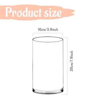 ROYUEXT Clear Glass Cylinder Vase，Multiple Size Choices Glass Flower Vase Centerpieces，Hurricane...