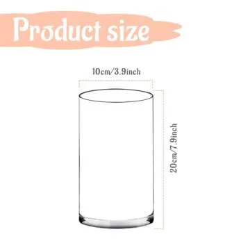 ROYUEXT Clear Glass Cylinder Vase，Multiple Size Choices Glass Flower Vase Centerpieces，Hurricane...