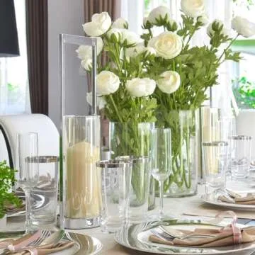 ROYUEXT Clear Glass Cylinder Vase，Multiple Size Choices Glass Flower Vase Centerpieces，Hurricane Floating Candle Holder Vase，Use for Floral, Wedding, Home Decor, Party, Holiday(H:8" D:4", Cylinder)
