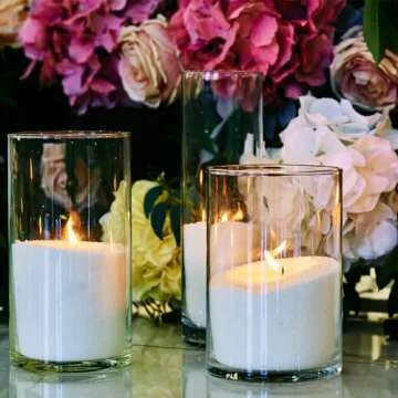 ROYUEXT Clear Glass Cylinder Vase，Multiple Size Choices Glass Flower Vase Centerpieces，Hurricane Floating Candle Holder Vase，Use for Floral, Wedding, Home Decor, Party, Holiday(H:8" D:4", Cylinder)