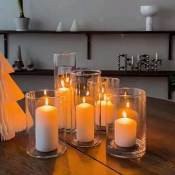 ROYUEXT Clear Glass Cylinder Vase，Multiple Size Choices Glass Flower Vase Centerpieces，Hurricane Floating Candle Holder Vase，Use for Floral, Wedding, Home Decor, Party, Holiday(H:8" D:4", Cylinder)