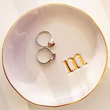 COLLECTIVE HOME - Ceramic Jewelry Tray, Decorative Trinket Dish for Rings Earrings Necklaces Bracele...