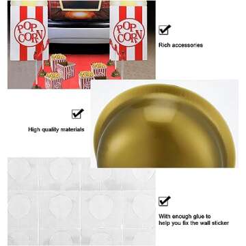Thyle 13 Pcs Halloween Trunk or Treat Car Decorations Fun Red Carpet and Popcorn Theme Car Archway Garage Decoration with Adhesive Halloween Decorations for Cars Outdoor Parties Home Window Wall House